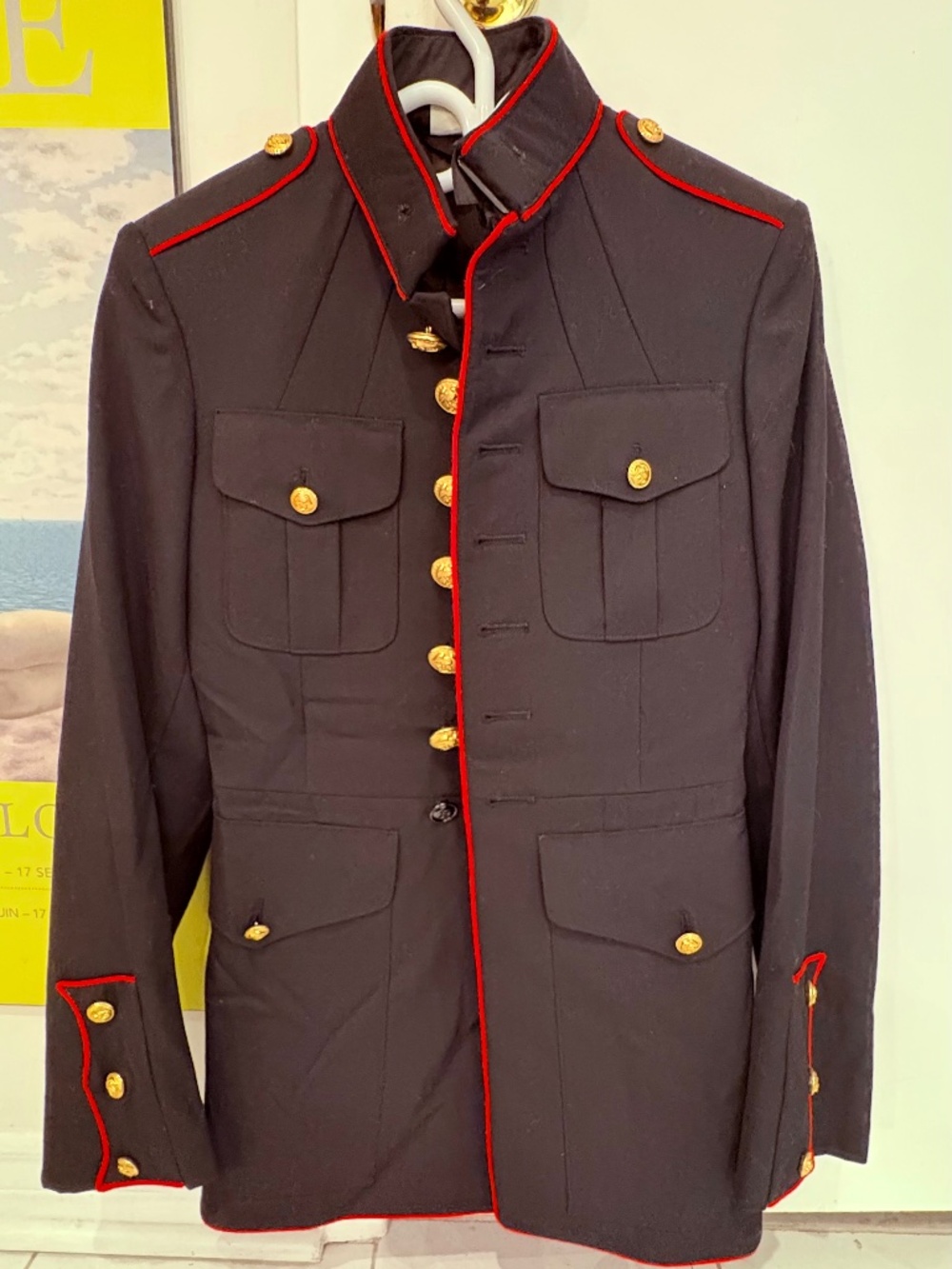 Vintage Military Style Wool Coat – Unisex Statement Jacket – Size 48